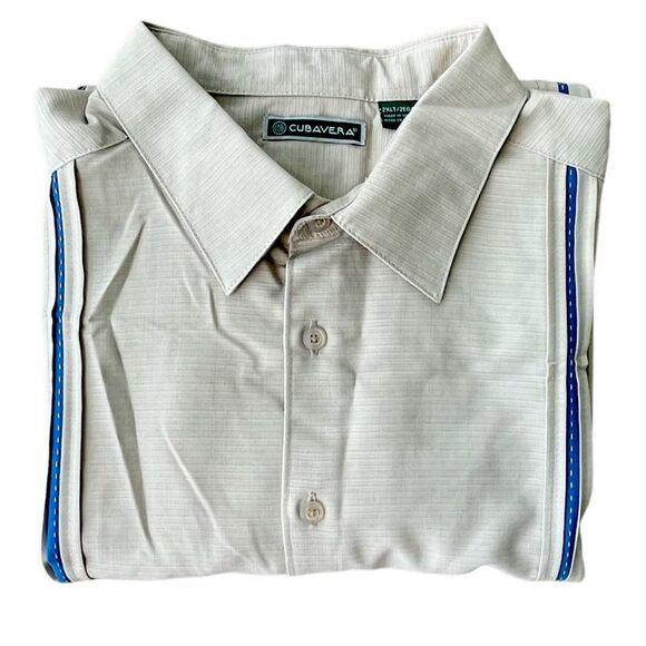 Cubavera Beige Embroidered Short Sleeve Button-Up Shirt 2XLT - Picture 1 of 10